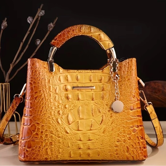 Source Unknown Handbags - Gold Crocodile Satchel NWT